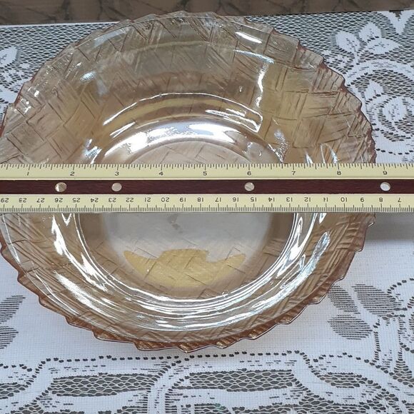 2-Pc. bundle of depression Indiana Marigold amber bowl and toothpick holder. - Picture 5 of 11